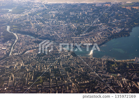 View from the airplane of Lake Constance, Geneva, Switzerland View from the airplane of Lake Constance, Geneva, Switzerland 135972169