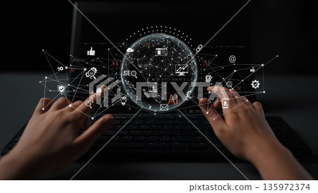 Global AI network connecting digital nodes across continents Marrow Global AI network connecting digital nodes across continents Marrow 135972374