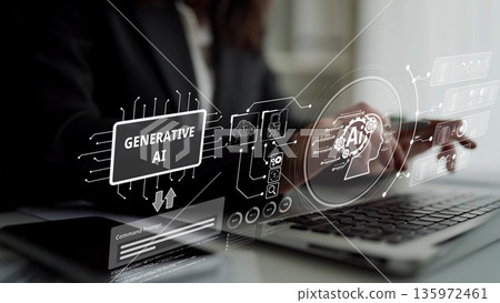 AI Brain Processing Data with Generative Artificial Intelligence Concept Muxer AI Brain Processing Data with Generative Artificial Intelligence Concept Muxer 135972461
