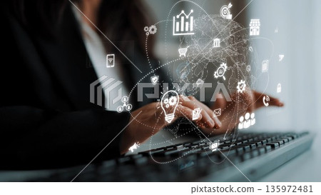 Global Digital Marketing and Online Communication Network Marrow 135972481