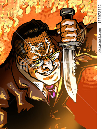 Boss with a knife (power harassment/intimidation) Boss with a knife (power harassment/intimidation) 135972532