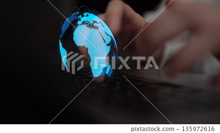 Global network connection visualization showing data exchange Thunk 135972616