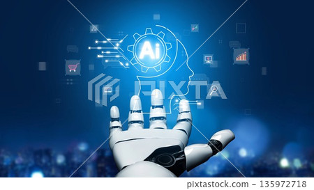 AI Brain Processing Data with Generative Artificial Intelligence Concept Muxer 135972718