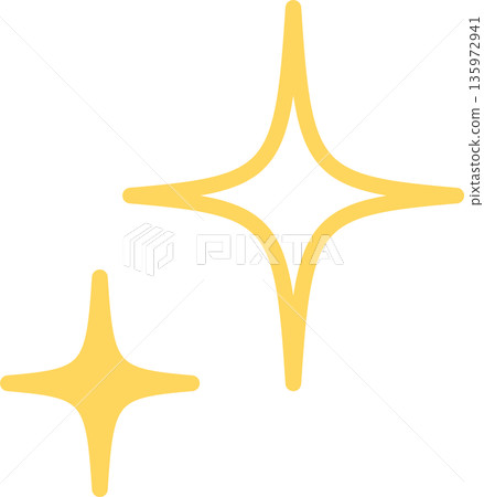 兩幅黃色閃光向量插圖——線條和填充 135972941