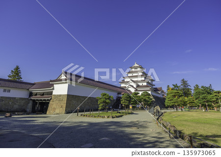福島縣會津若松市會津鶴雅城若松城天守閣和天守閣 福島縣會津若松市會津鶴雅城若松城天守閣和天守閣 135973065