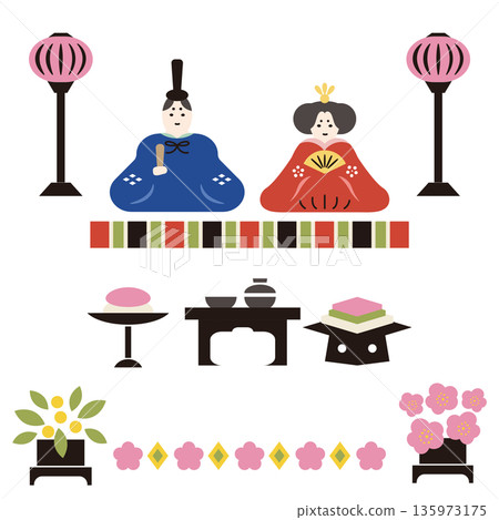 雛人偶和裝飾套裝 135973175