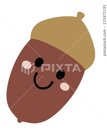 簡單可愛的橡果角色插畫素材 135973191