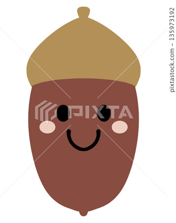 簡單可愛的橡果角色插畫素材 135973192