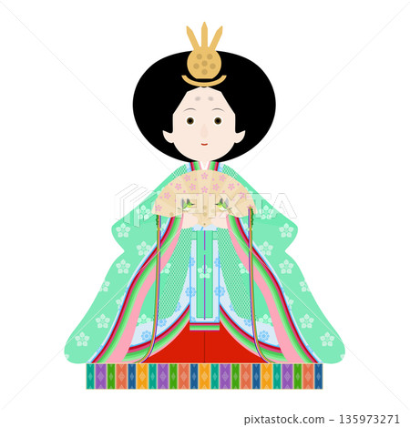 女兒節_女性玩偶插圖 135973271