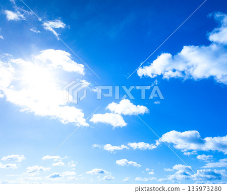 A simple landscape of blue sky and white clouds A simple landscape of blue sky and white clouds 135973280