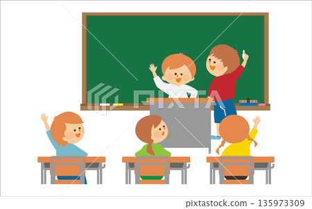 課堂討論：學生在教室裡上課 135973309