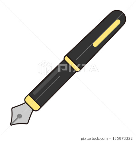 Simple fountain pen line drawing vector illustration 135973322