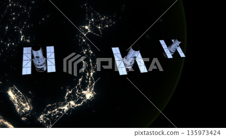 衛星和地球 135973424