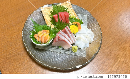 Assorted sashimi at a Japanese restaurant Assorted sashimi at a Japanese restaurant 135973456