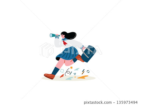 Student girl running towards the goal 135973494