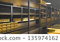 Generic gold reserve vault with stacks of gold bars. Bank vault with gold and cash. 3d rendering 135974162
