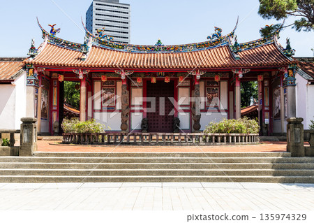 View of the Confucius Temple in Hsinchu City, Taiwan. This is a historic heritage site featuring a Chinese-style building that is over a hundred years old. View of the Confucius Temple in Hsinchu City, Taiwan. This is a historic heritage site featuring a Chinese-style building that is over a hundred years old. 135974329