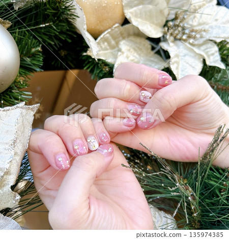 Pink and cute Christmas nails Pink and cute Christmas nails 135974385
