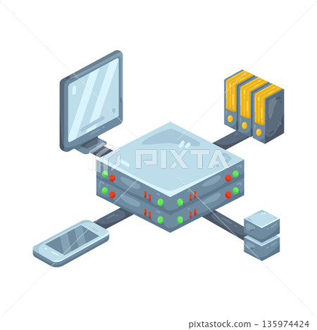 Illustration of server network connection 135974424