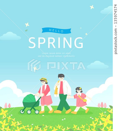 Happy Spring Flower Background Happy Spring Flower Background 135974574