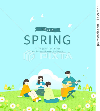 Happy Spring Flower Background  135974582