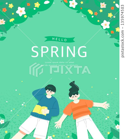 Happy Spring Flower Background Happy Spring Flower Background 135974583