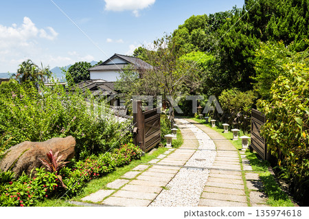 View of the Beitou Museum in Taipei, Taiwan (sometimes known as the Taiwan Folk Arts Museum). It was built during the Japanese colonial era. 135974618