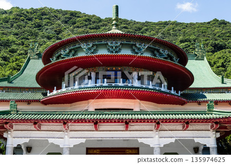 View of the Chung-Shan Building in Beitou of Taipei, Taiwan, is part of the Sun Yat-sen Memorial Hall complex, located in the Yangmingshan National Park. 135974625