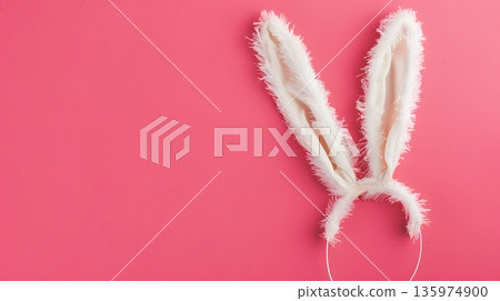 Bunny ear headband on a pink background 135974900