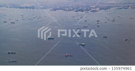 view from the sky of Jakarta Bay, Indonesia view from the sky of Jakarta Bay, Indonesia 135974961