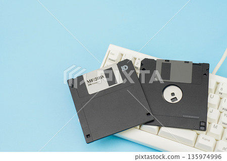 Floppy disk above the keyboard 135974996