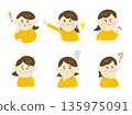 有各種面部表情的女人 135975091