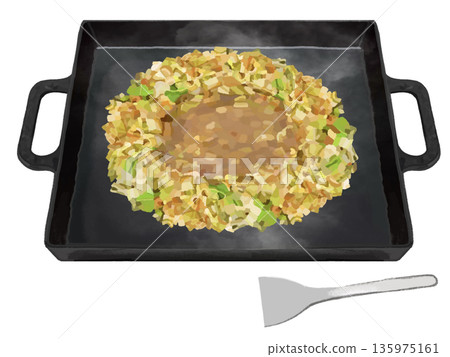 Teppanyaki Monjayaki (before mixing) 135975161