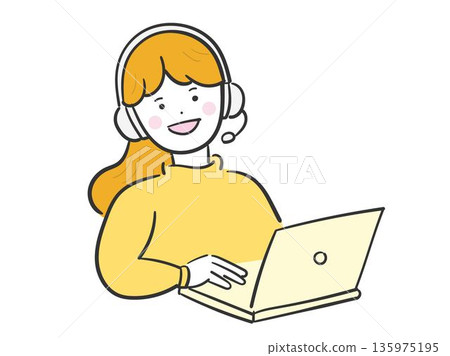 女人正在用電腦說話 女人正在用電腦說話 135975195