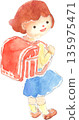 Vector illustration of a girl carrying a school bag 135975471