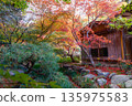 秋葉環繞下，傳統日式房屋的景色。 135975583