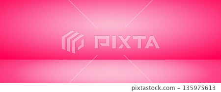 Pink studio room. Limbo light background. Abstract 3d bg with empty space for advertising text. Vector mockup illustration. 135975613