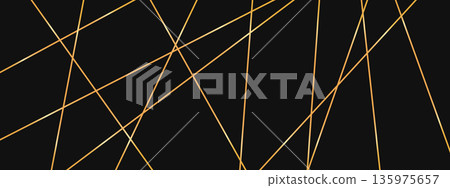 Gold diagonal stripe pattern with chaotic tangled grid. Luxury gold background for advertising, covers. 135975657
