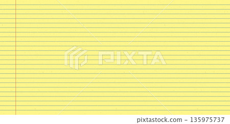 Yellow legal paper with ruled lines and empty notebook page background. Simple classic striped design blank 135975737
