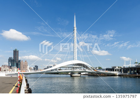 Panoramic view of the Dagang Bridge (Great Harbor Bridge), which connects Pier-2 Art Center and Peng-lai Commercial Harbor in Kaohsiung, Taiwan. Panoramic view of the Dagang Bridge (Great Harbor Bridge), which connects Pier-2 Art Center and Peng-lai Commercial Harbor in Kaohsiung, Taiwan. 135975797