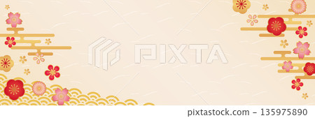 米色和花卉背景材料 135975890