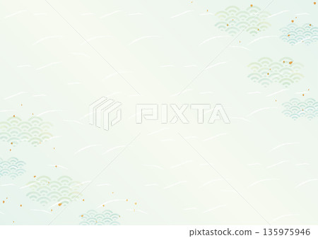 藍色海浪的水彩背景 135975946