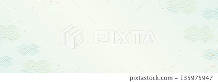 藍色海浪的水彩背景 135975947