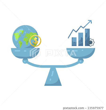 Illustration of Balancing Economy and Growth 135975977