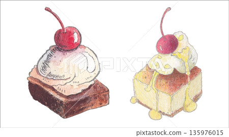 ice cream Watercolor Element for Recipe Design 135976015
