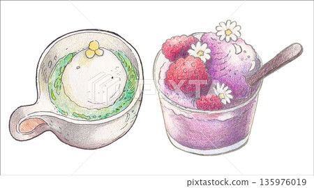 ice cream Watercolor Clipart Isolated on White 135976019