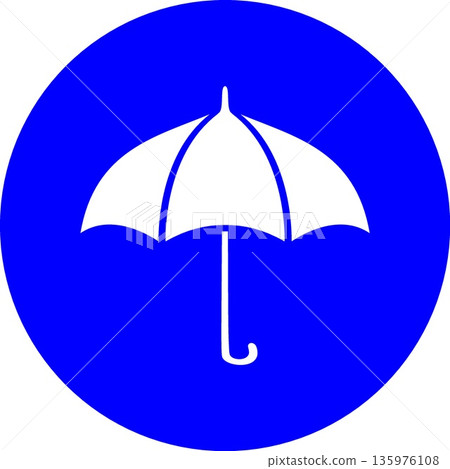Blue Circular Umbrella Icon Symbolizing Protection Insurance Safety Shelter and Weather Defense for Business Branding and Financial Security Concepts 135976108