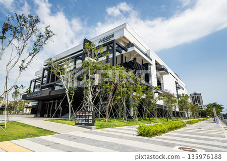 Low-angle view of the Eslite Spectrum building. This is Eslite's largest location in Southern Taiwan. Low-angle view of the Eslite Spectrum building. This is Eslite's largest location in Southern Taiwan. 135976188