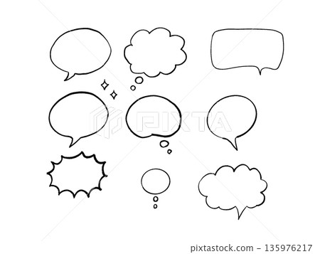 Simple speech bubble set | Handwritten style 135976217