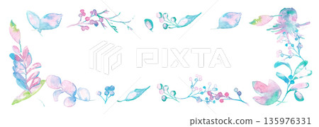 Watercolor. Spring color plant illustration with a watercolor touch. Fairy tale color plant illustration in vector. Watercolor. Spring color plant illustration with a watercolor touch. Fairy tale color plant illustration in vector. 135976331
